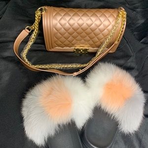 Purse with matching fur slides